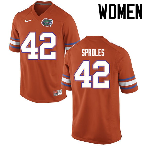 Florida Gators Women #42 Nick Sproles College Football Jerseys Orange